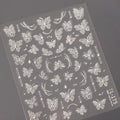 White Lace Nail Art Stickers Embossed Butterfly Nail Sticker Decals TL175