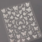 White Lace Nail Art Stickers Embossed Butterfly Nail Sticker Decals TL175