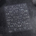 Gothic Punk Nail Art Stickers | Silver Flame Heart & Butterfly Decals TL195