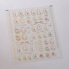 Elegant Gold Floral Nail Stickers with Pearls TL259