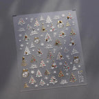 Christmas Tree Nail Art Stickers Adhesive Embossed Golden Snow Ball Sticker Decals TL274