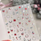 5D Gold Christmas Tree Nail Stickers - Xmas Ball Candy Canes Snowman Decals TL279