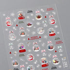 Christmas Crystal Ball Nail Art Stickers Adhesive Embossed Santa Clause Sticker Decals TL283