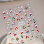 Cute Christmas Nail Stickers | Xmas Tree Bear Gingerbread House Decals TL290