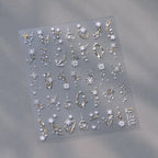 3D Gold Silver Snowflake Nail Decals | Winter Holiday Nail Art Stickers 