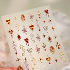 Sacred Heart Angel Nail Stickers | Vintage Gothic Cross Decals TL406