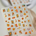Sunflower & Gold Frame Nail Decals - Fall Floral Nail Stickers TL408