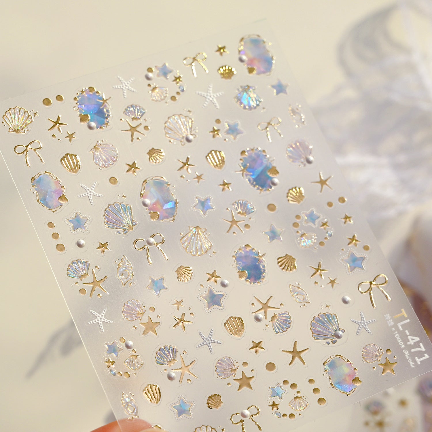 3D Mermaid Ocean Nail Stickers - Shell, Starfish & Beach Summer Decals