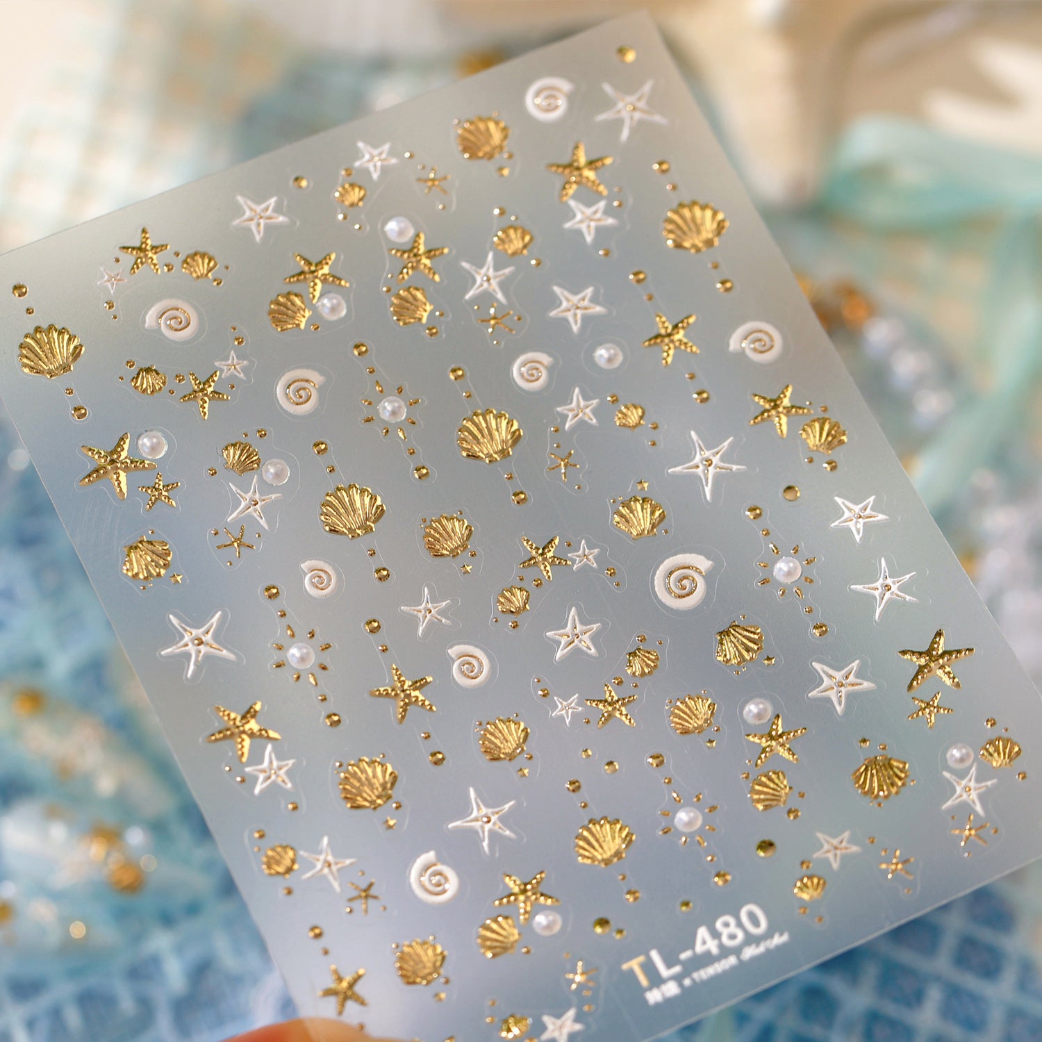 3D Mermaid Ocean Nail Stickers - Shell, Starfish & Beach Summer Decals