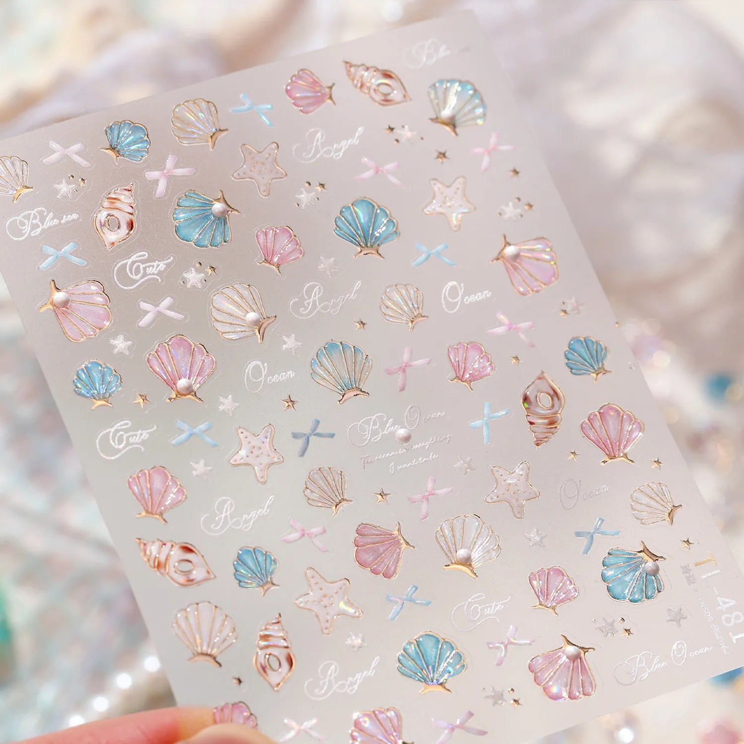 3D Mermaid Ocean Nail Stickers - Shell, Starfish & Beach Summer Decals 471