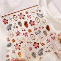 5D Vintage Floral Lace & Cherry Nail Stickers 492