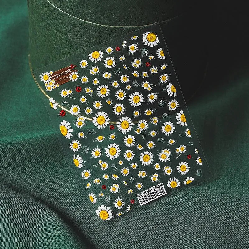 Daisy Flower Nail Art Stickers Floral Adhesive Sticker Decals TS026