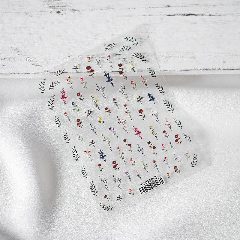 Nail Art Stickers Adhesives Lavender Dry Flowers Leaf Sticker Decals TS034