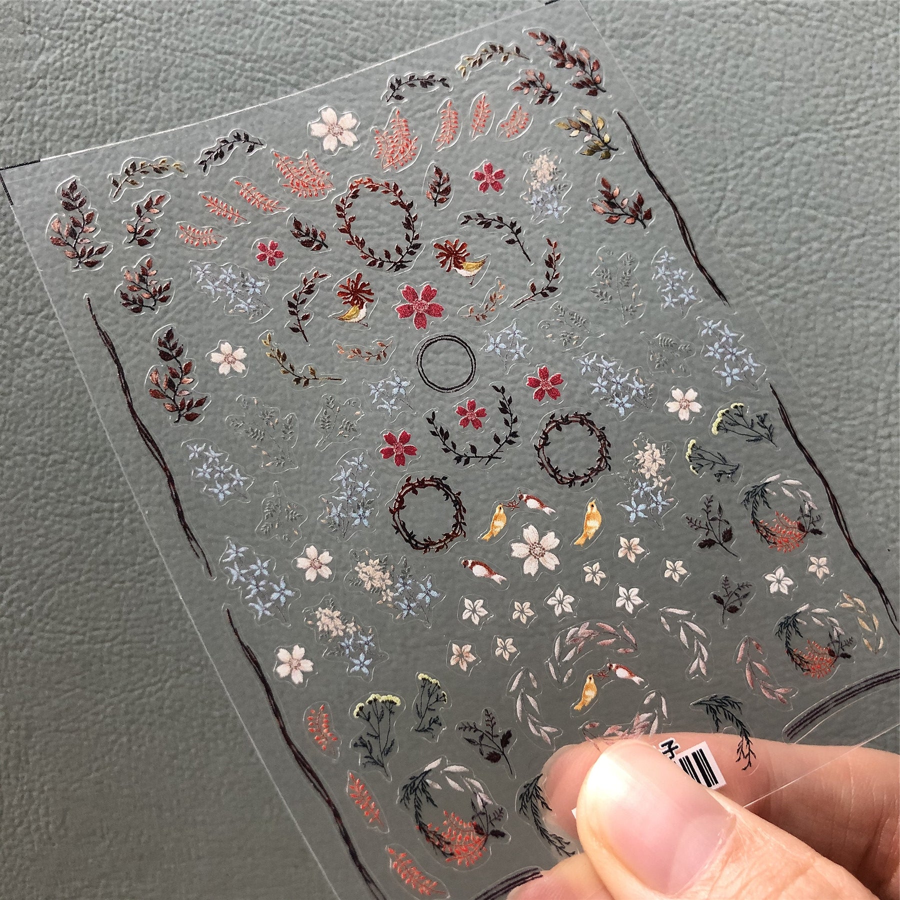 White Flower Nail Art Stickers Leaf Floral Sticker Decals MN062