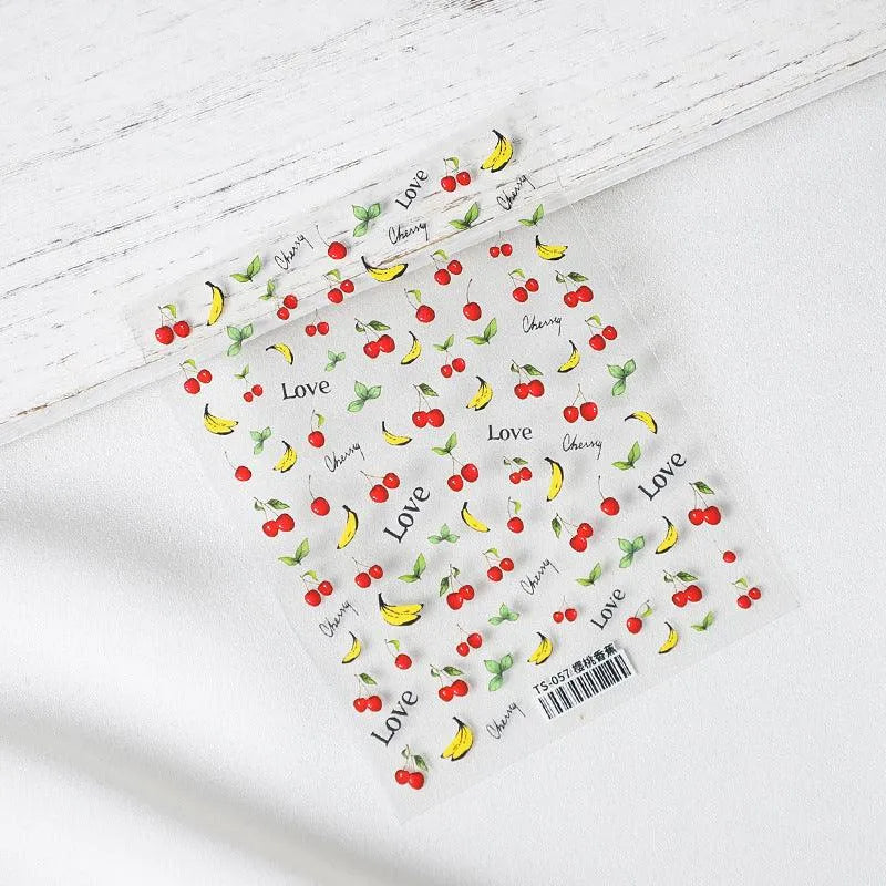 Summer Fruit Nail Art Stickers Adhesive Cherry Banana Adhesive Sticker Decals TS057