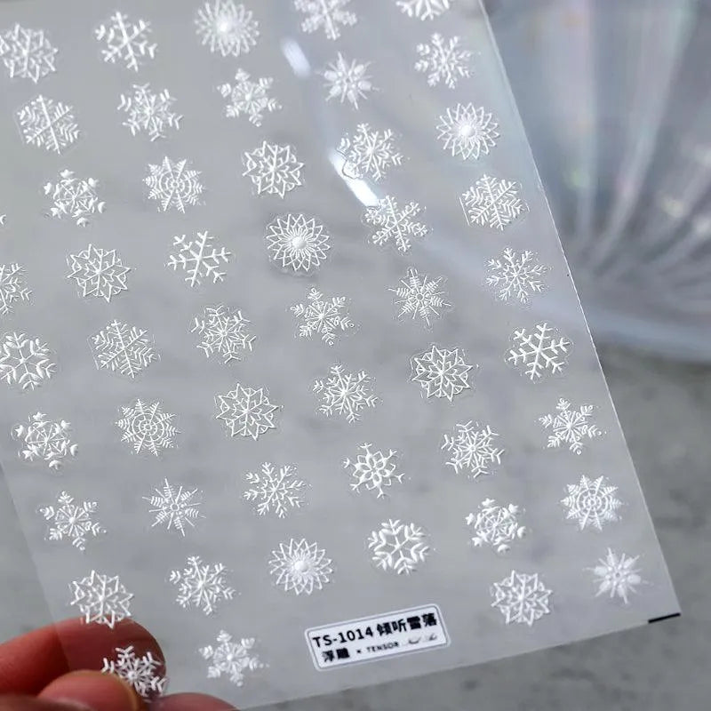Snowflake Nail Art Stickers Gradient Blue Snowflake Adhesives Sticker Decals TS1014 embossed