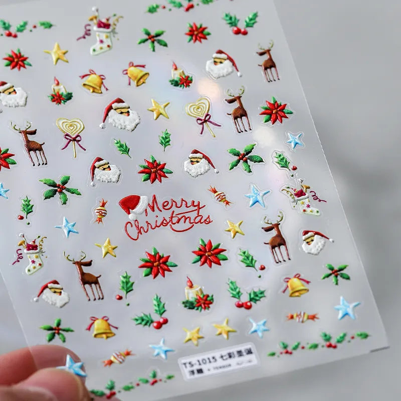 Christmas Crystal Ball Nail Art Stickers Santa Clause Sticker Decals TL283