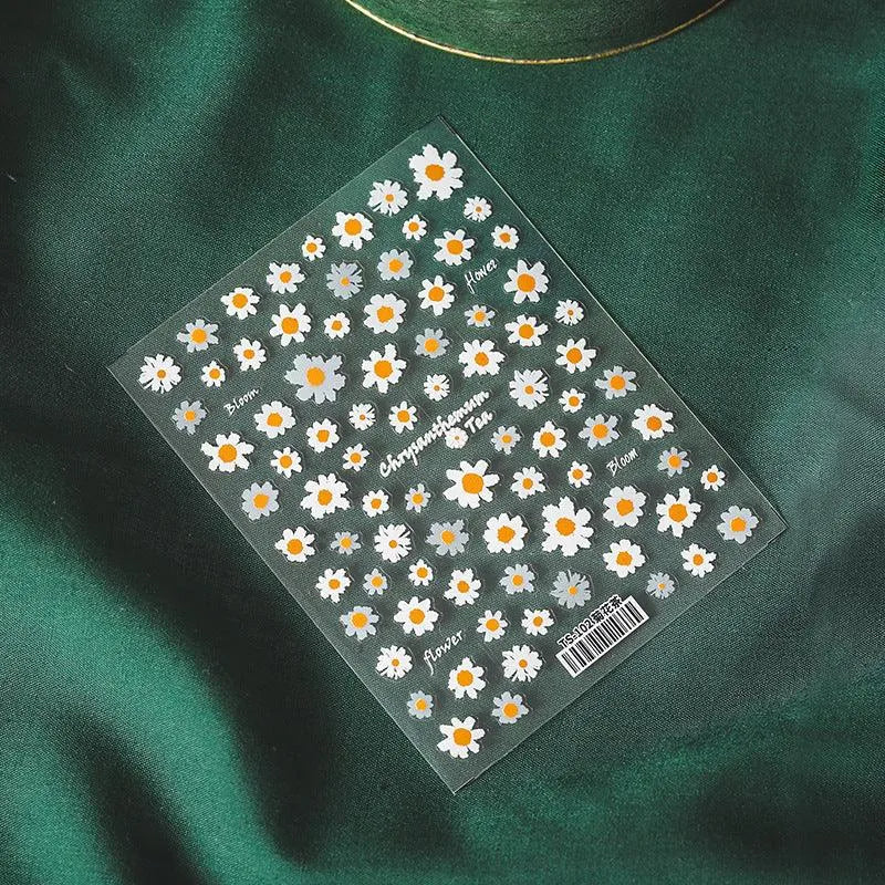 Daisy Flower Nail Art Stickers Floral Adhesive Sticker Decals TS102