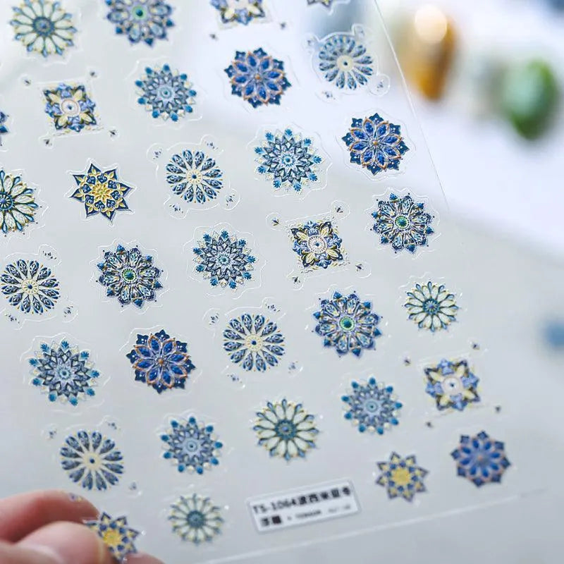 Summer Colorful Nail Art Stickers Adhesive Slider Bohemian Embossed Sticker Decals TS1064 embossed