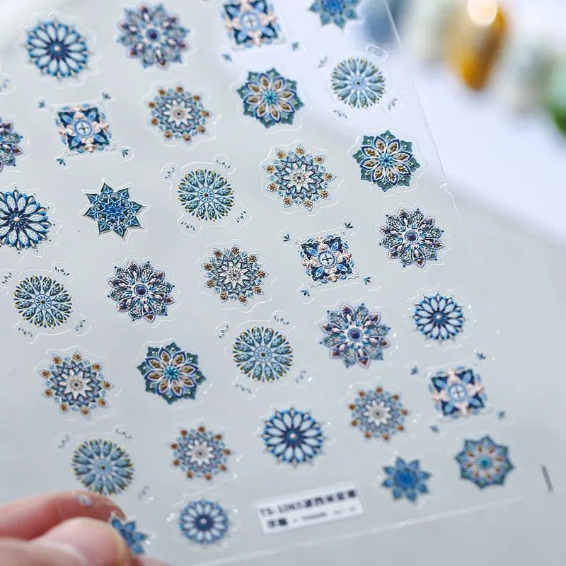 Summer Colorful Nail Art Stickers Adhesive Slider Bohemian Embossed Sticker Decals TS1065 embossed