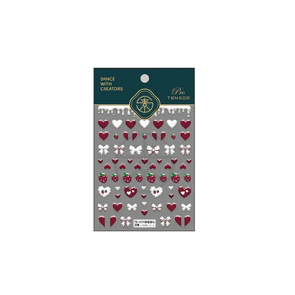 Polishdrops Nail Art Stickers Adhesive Strawberry Heart Sticker Decals TS1171 embossed