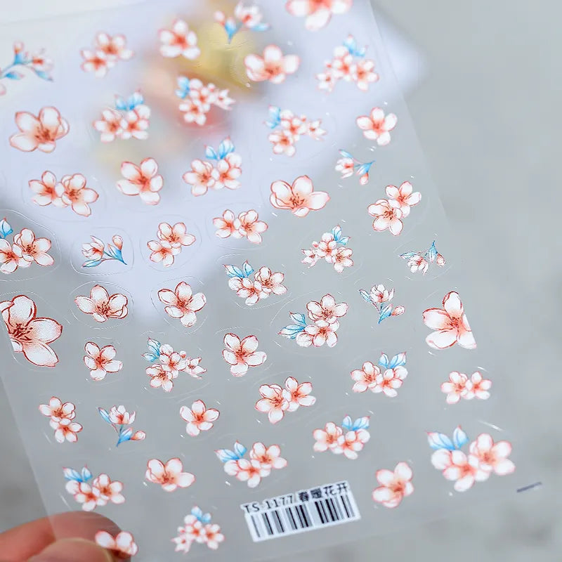 Flower Leaf Nail Art Stickers Floral Adhesive Sticker Decals TS1177