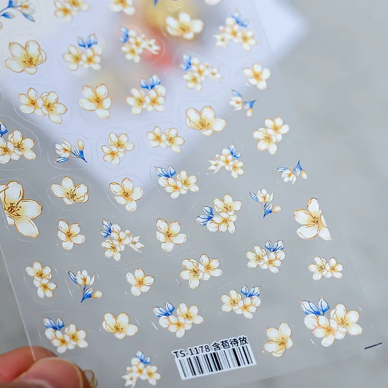Flower Leaf Nail Art Stickers Floral Adhesive Sticker Decals TS1178