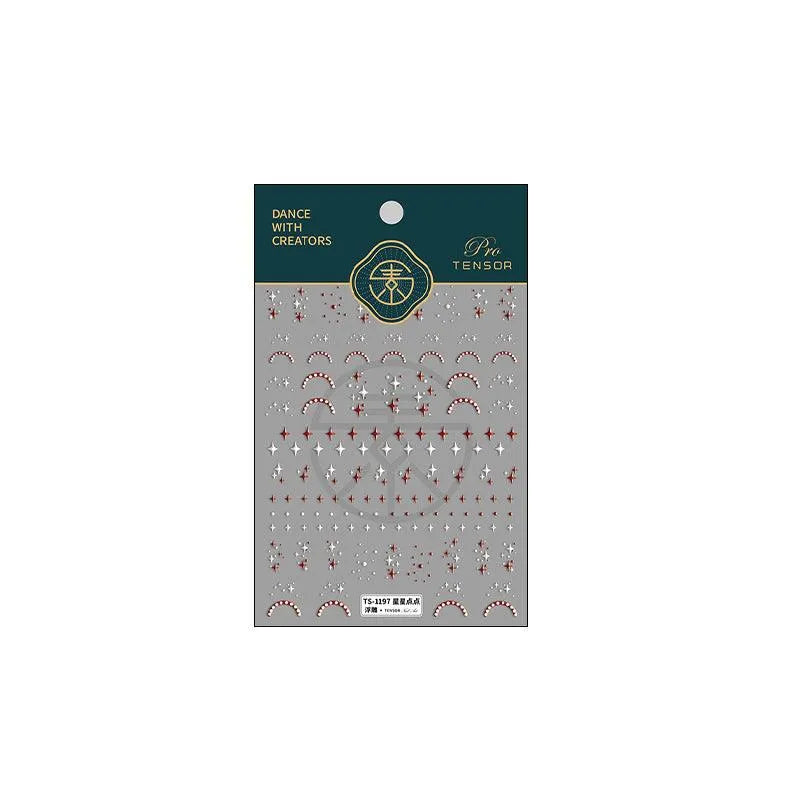 Neon Star Nail Art Stickers Adhesive Embossed Cross Star Sticker Decals TS1197 embossed