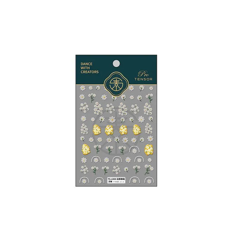 Daisy Nail Art Stickers Adhesive Daisy Flower Sticker Decals TS1203 embossed