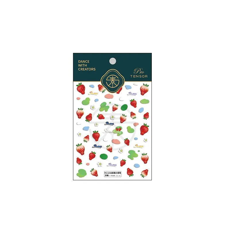 Fruit Nail Art Stickers Adhesive Strawberry Sticker Decals TS1216 embossed