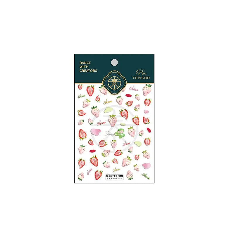 Fruit Nail Art Stickers Adhesive Strawberry Sticker Decals TS1217 embossed