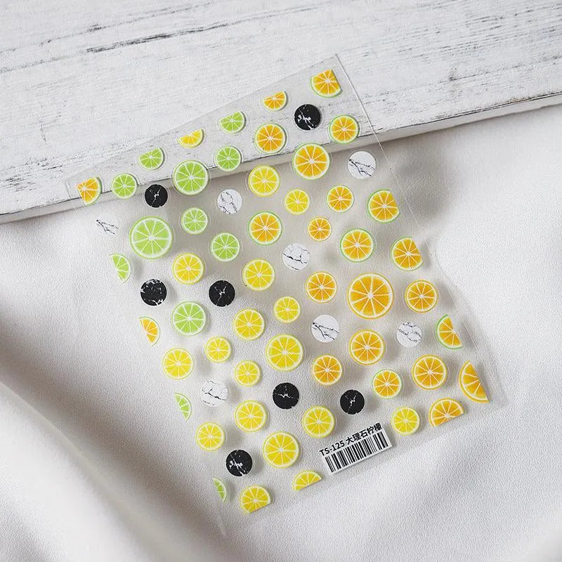 Summer Fruit Nail Art Stickers Adhesive Lemon Orange Slice Sticker Decals TS125