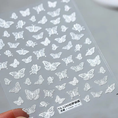Butterfly Nail Art Stickers Butterfly Wings 3D Adhesive Sticker Decals TS1290 embossed
