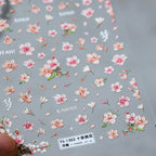 Pink Flower Nail Art Stickers Peach Blossom Adhesive Sticker Decals TS1302 embossed