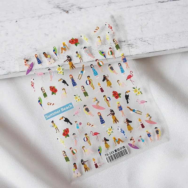 Nail Art Stickers Summer Beach 3D Sticker Decals Adhesive Slider TS133