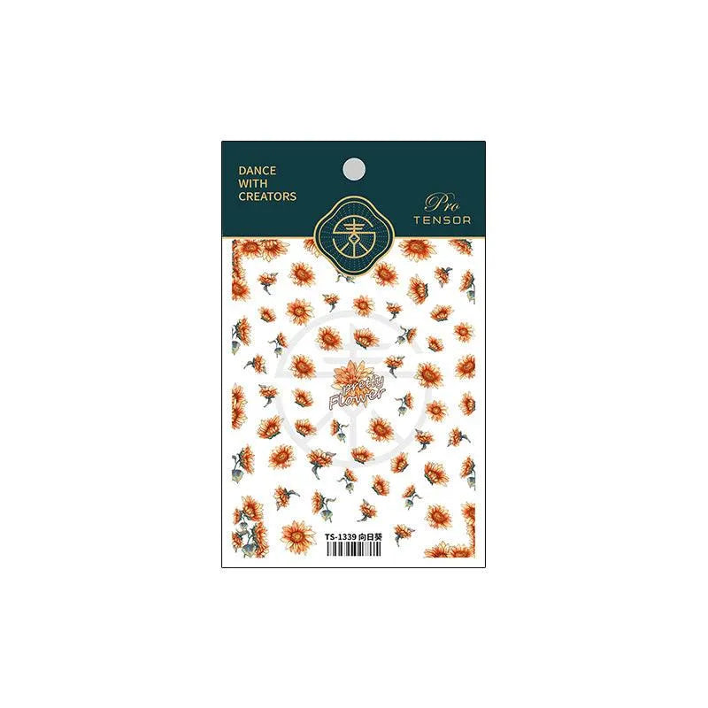 Vintage 5D Sunflower Nail Stickers | Artistic Painterly Summer & Fall Nail Art Decals TS1339