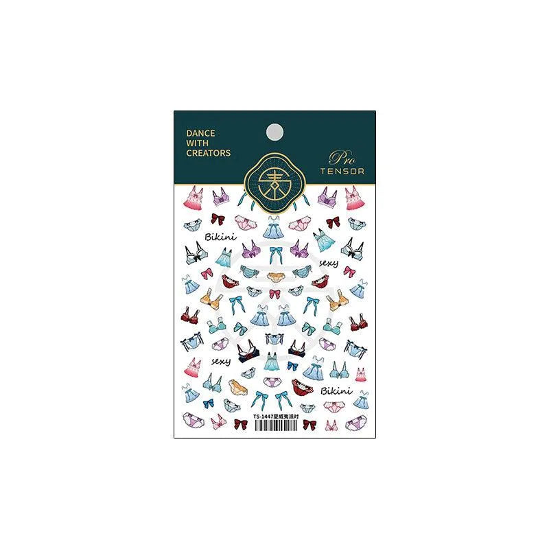 Summer Beach Nail Art Stickers Sexy Bikini Dress Adhesive Sticker Decals TS1447