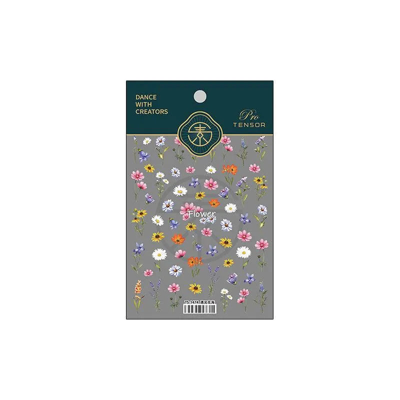 Colorful Flowers Nail Art Stickers Adhesive Daisy Sunflower Floral Sticker Decals TS1474