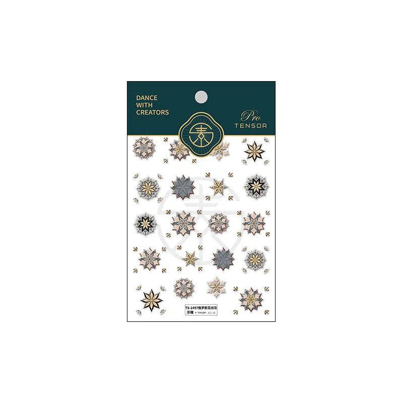 Bohemian Floral Nail Art Stickers Adhesive Russian Pattern Adhesive Sticker Decals TS1497 embossed