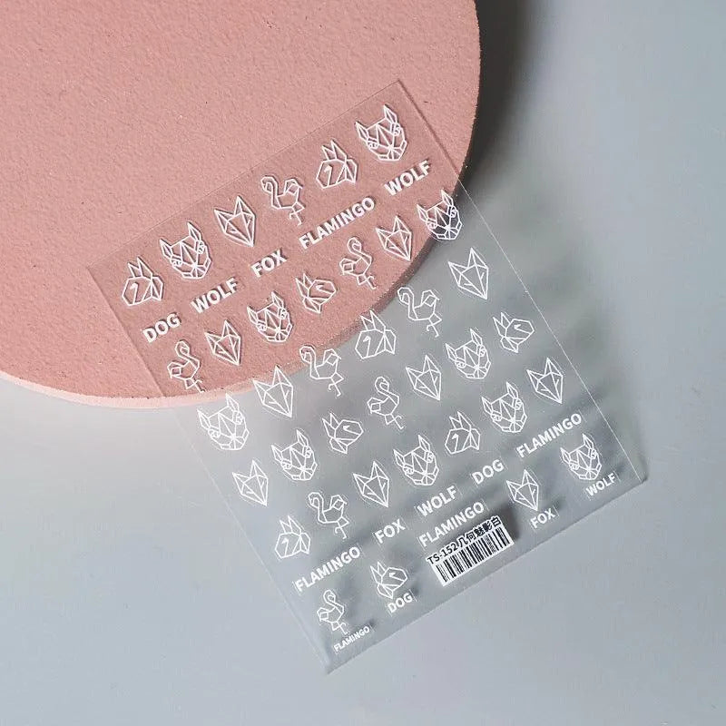 Cartoon Lines Nail Art Stickers Adhesive Folding Animals Fox Sticker Decals TS152