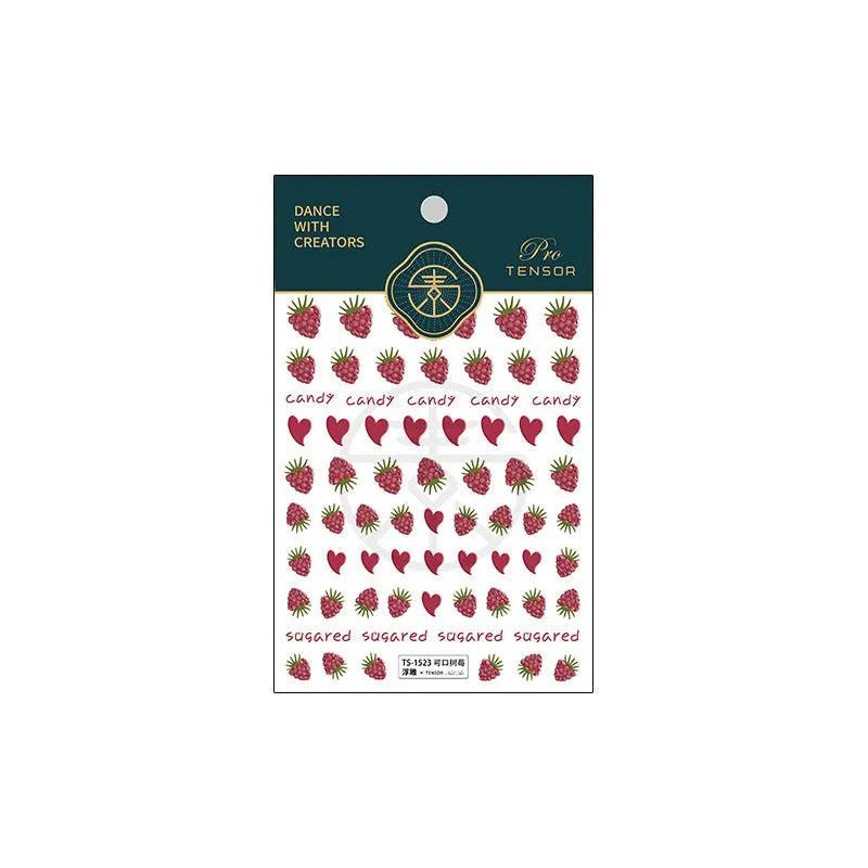 Fruit Nail Art Stickers Raspberry Adhesive Sticker Nail Decals TS1523 embossed