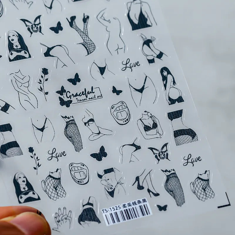 Nail Art Stickers Adhesive Slider Sexy Body Art Sticker Decals TS1525