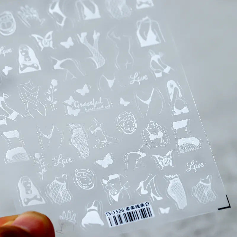 Nail Art Stickers Adhesive Slider Sexy Body Art Sticker Decals TS1526