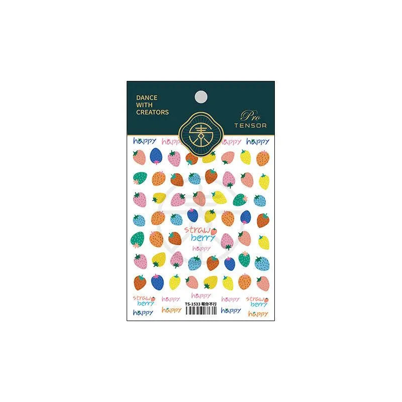 Colorful Strawberry Nail Art Stickers Fruit Adhesive Slider Sticker Decals TS1533