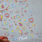 Nail Art Stickers Adhesive Slider Colorful Line Graffiti Embossed Sticker Decals TS1553