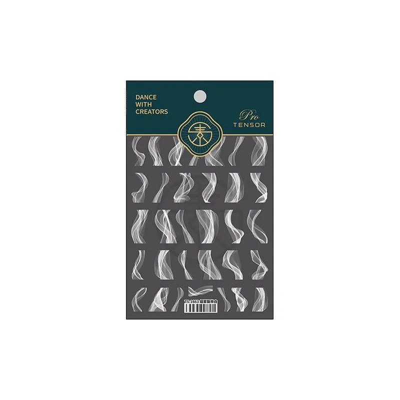 Smoke Shape Nail Art Stickers Black White Ribbon Adhesive Sticker Decals TS1663