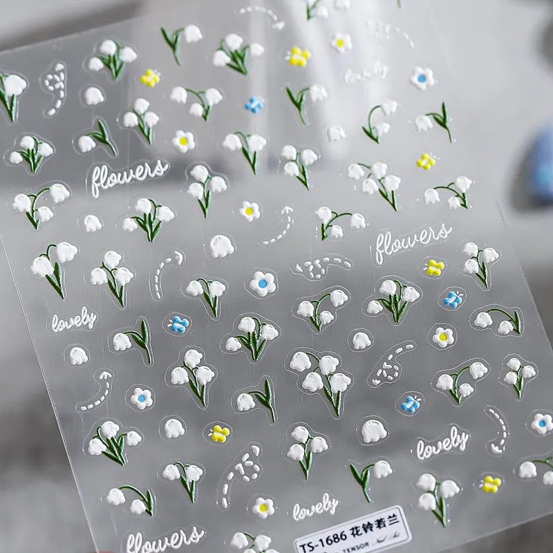 Floral Nail Art Stickers Slider Convallaria Majalis Adhesive Sticker Decals TS1686