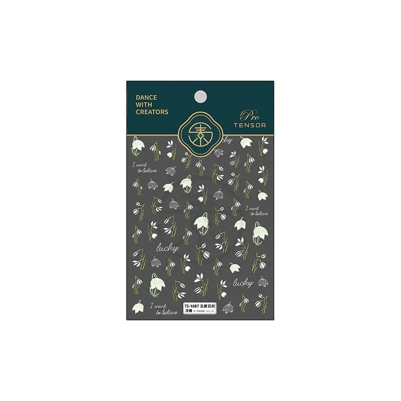 Lily Flower Nail Art Stickers Floral Adhesive Slider Sticker Decals TS1687 embossed