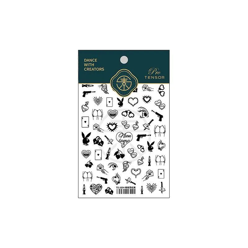 Nail Art Stickers Adhesive Slider Heart Shape Embossed Sticker Decals TS1694