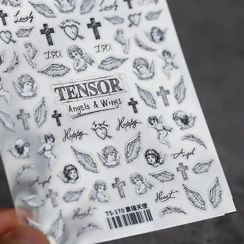 Cupid Nail Art Stickers Angel Cross 3D Adhesive Sticker Decals TS170